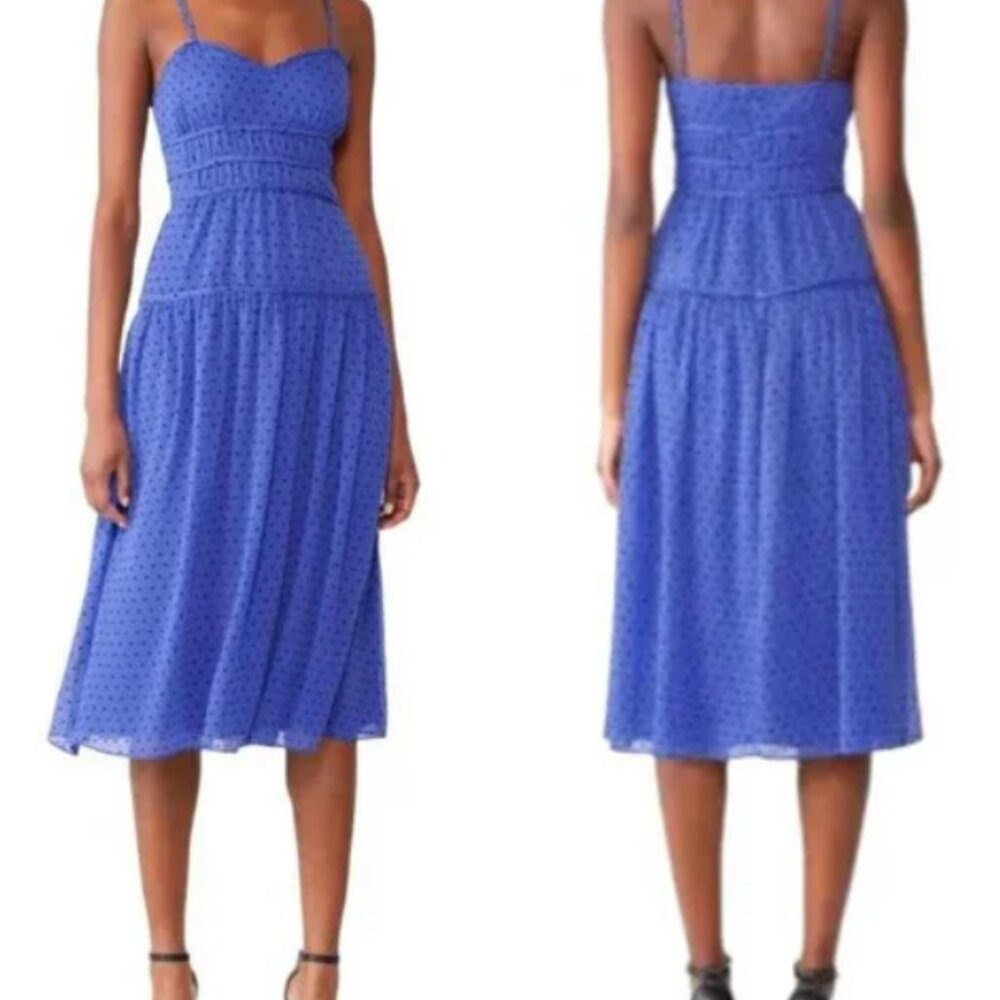 La Maison Talulah Dress Womens Medium Blue & Black Polka Dot Sorrento Midi